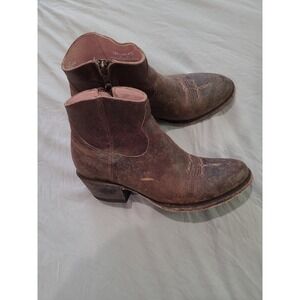 Miss Macie Women's SZ 8 brown leather booties Western  side zip Cowgirl festival